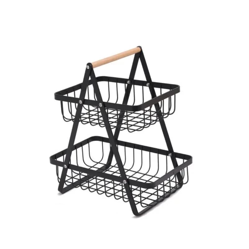 Portable Double Layer Outdoor Shelf Kitchen Seasoning Wash Basket Snack Desktop Shelf