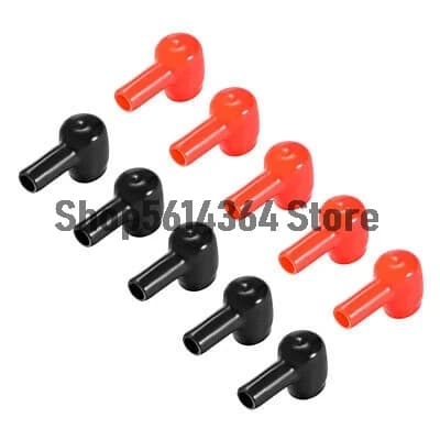 Battery Terminal Insulating Rubber Protector Covers 10mmx6mm Red Black 5 Pairs