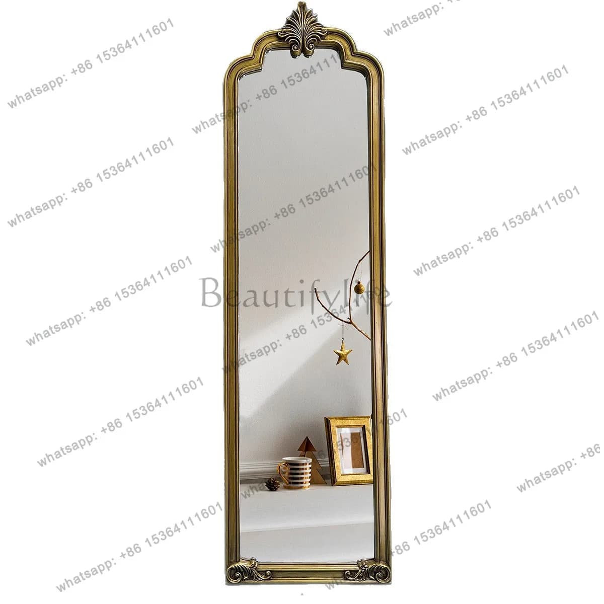 PG simple European corridor narrow version full-length mirror clothing store retro floor dressing large hanging mirror