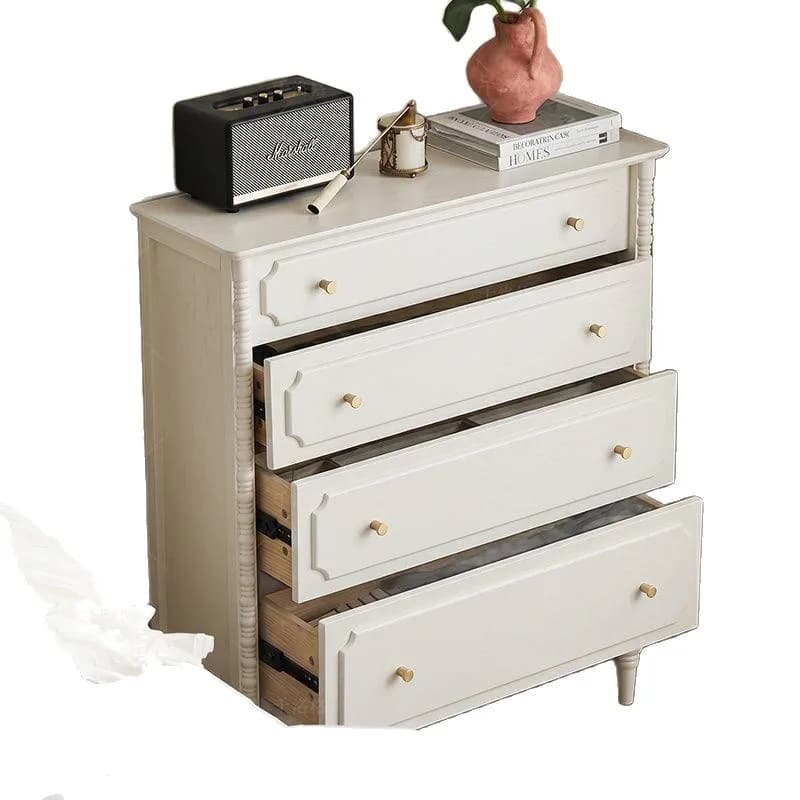 CX retro cream style solid wood four buckets, American living room side cabinet
