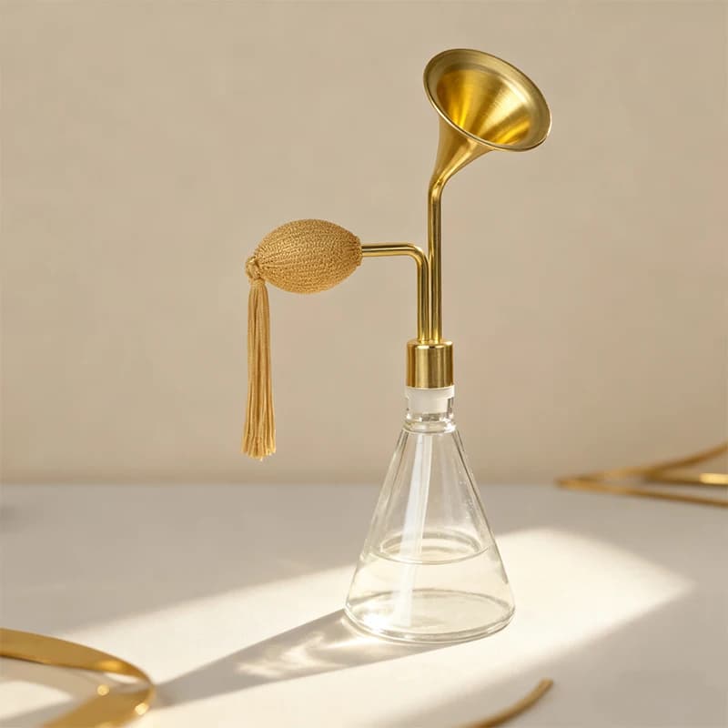 80ml 300ml High End Clear Brass Double Glass Perfume Display Bottle for Beauty Salon