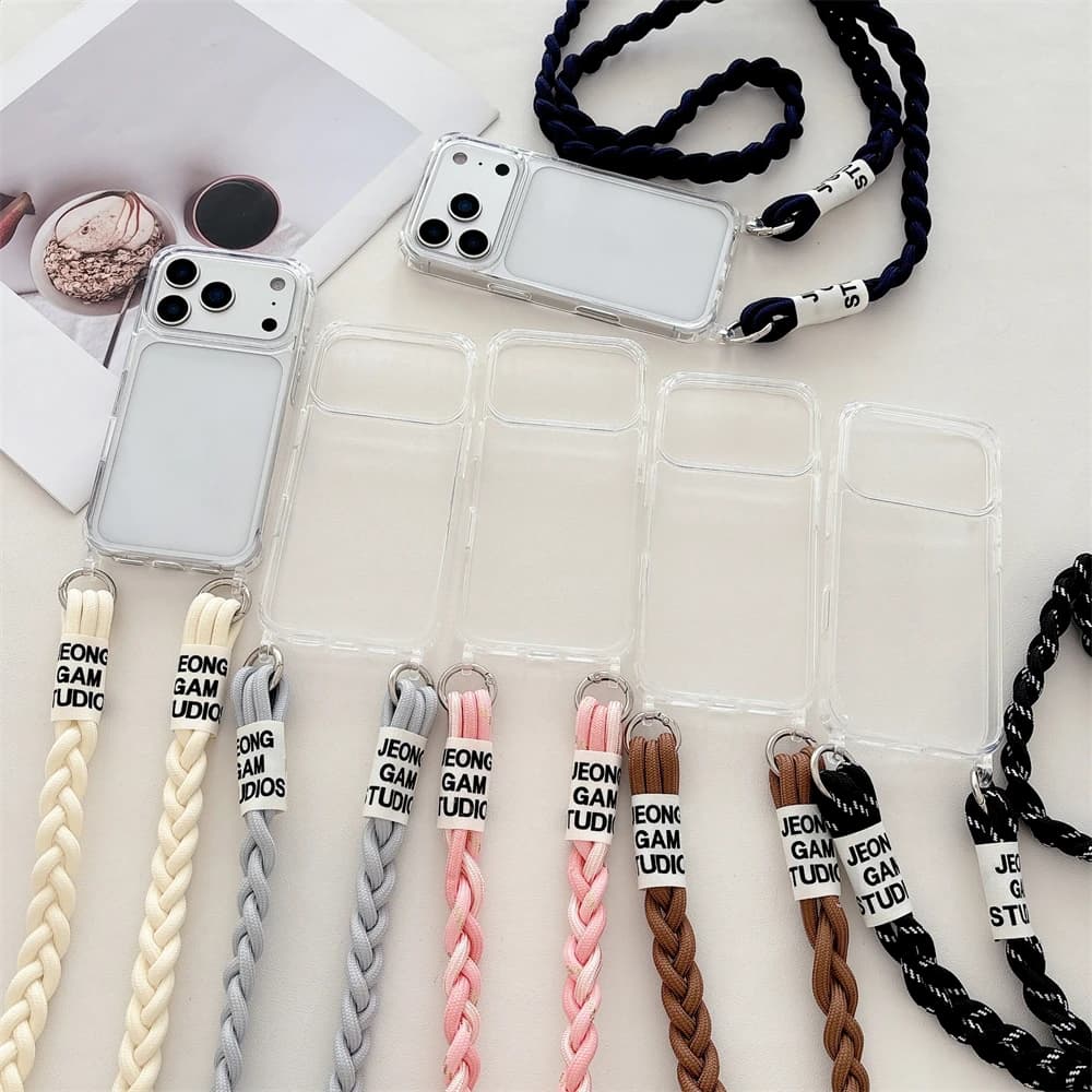 Transparent Acrylic Crossbody Lanyard Strap Case For iPhone 17 16 15 14 13 12 11 Pro Max Plus Air XS Max XR Shockproof TPU Cover