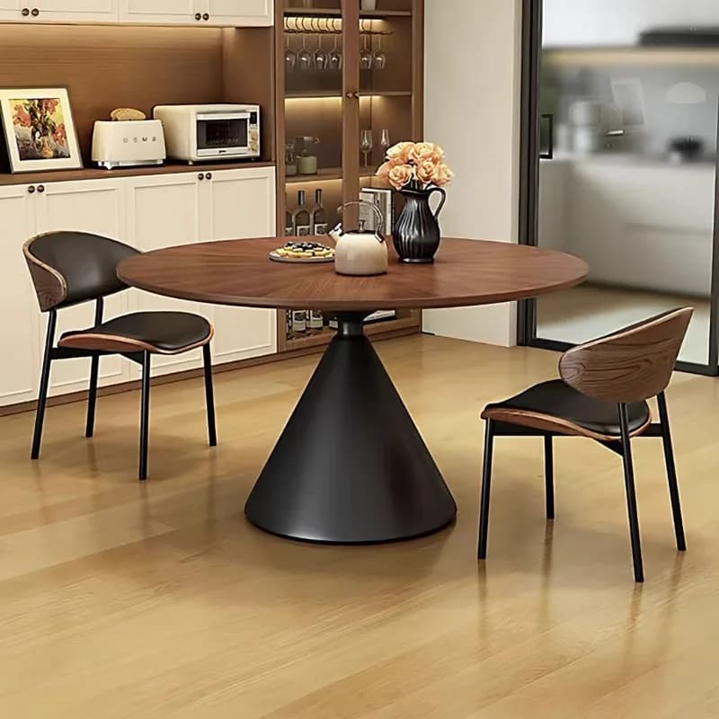 Medieval solid wood round dining table, household small apartment round table French retro simple table