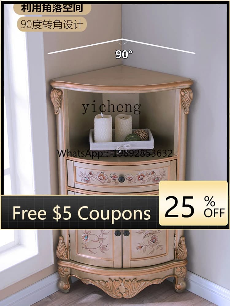 Corner Cabinet Vintage Painted European Triangle Living Room Bedroom Wall Cabinet Triangle Cabinet