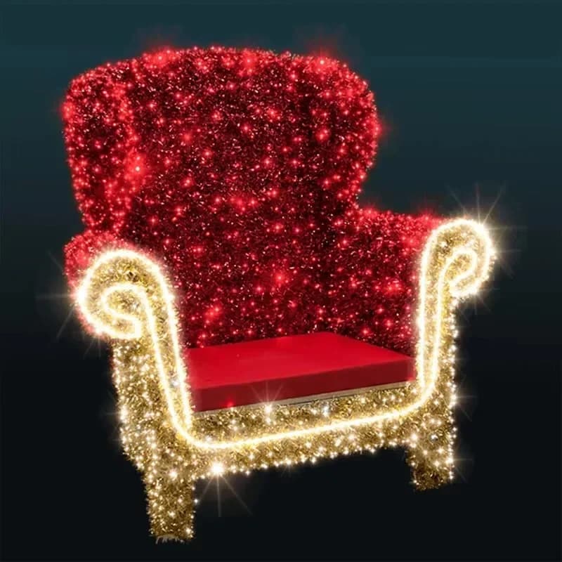 Santa Throne Chairs Red 3d Christmas Motif Decoration For Clause