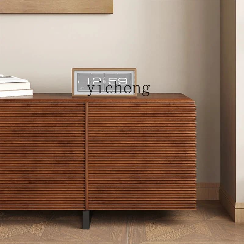 Black Walnut Side Cabinet Integrated Against The Wall Nordic Living Room Storage CabinetD25