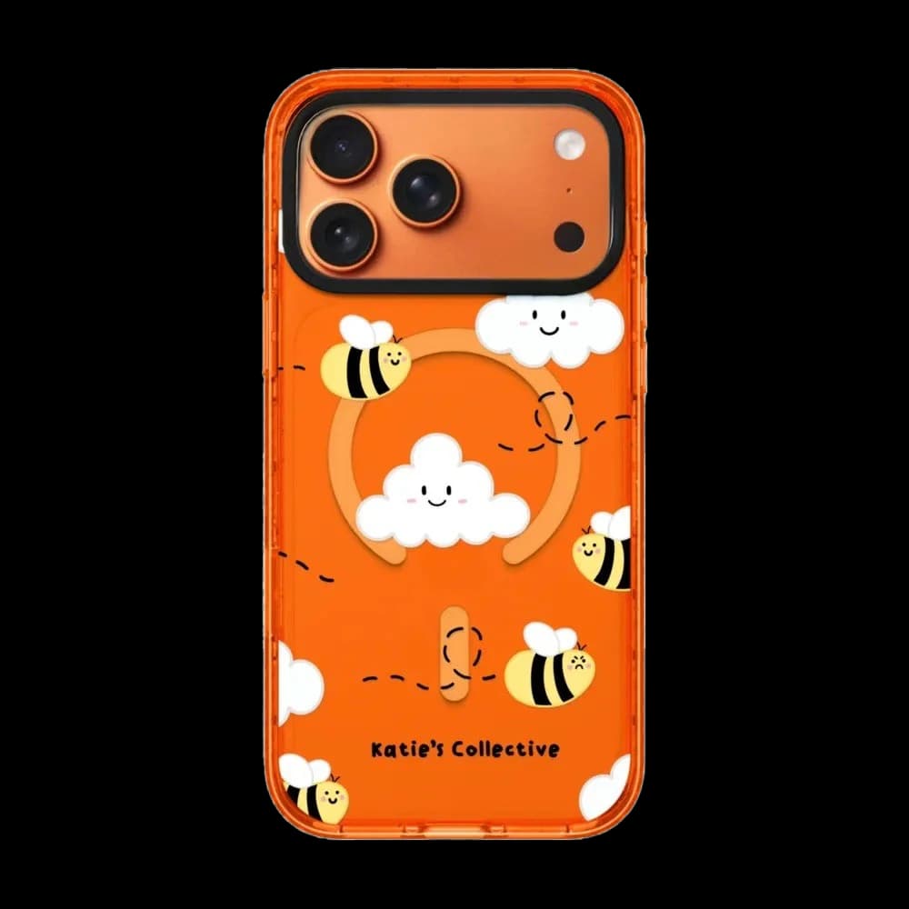 Sunflowers Clouds Bees Border Magnetic Case: Compatible with IPhone 17 16 15 14 13 12 Pro Max 17 Air