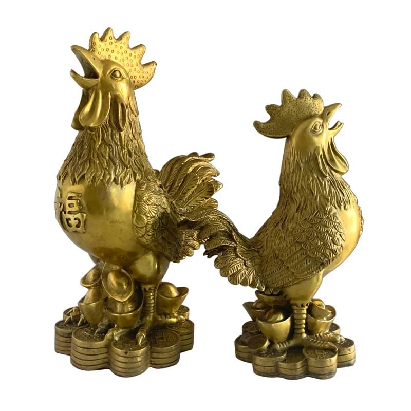 with Character "Fu" - - of Year of the Rooster - Bronze Craft