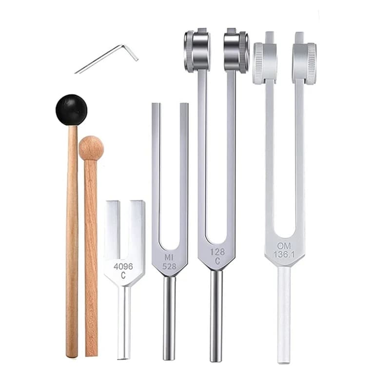 Tuning Fork Set(128Hz, OM 136.1Hz, MI 528Hz, 4096Hz) or (528C 528HZ ),For Healing Chakra,Sound Therapy,Reliever Stress