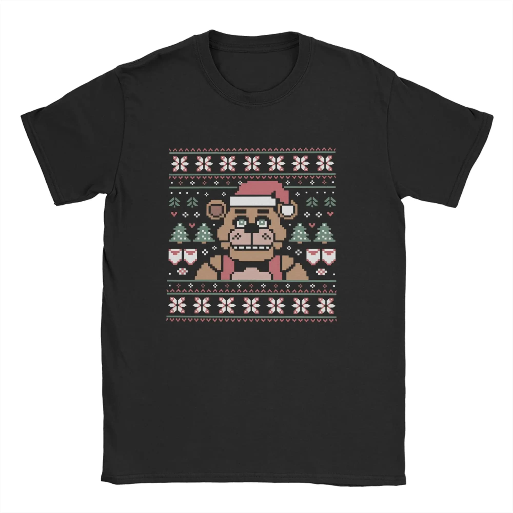 Men's T-Shirt FNAF At Freddys Leisure Pure Cotton Tees Short Sleeve  T Shirt Round Collar Clothing Printed