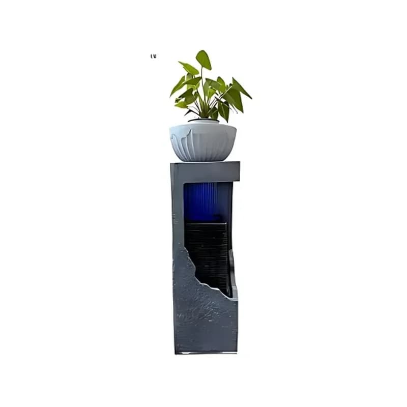 Modern Floor Standing Water Fountain with Flower Pot for Living Room Decor Simple Circulating Landscape Feature Home Ornament