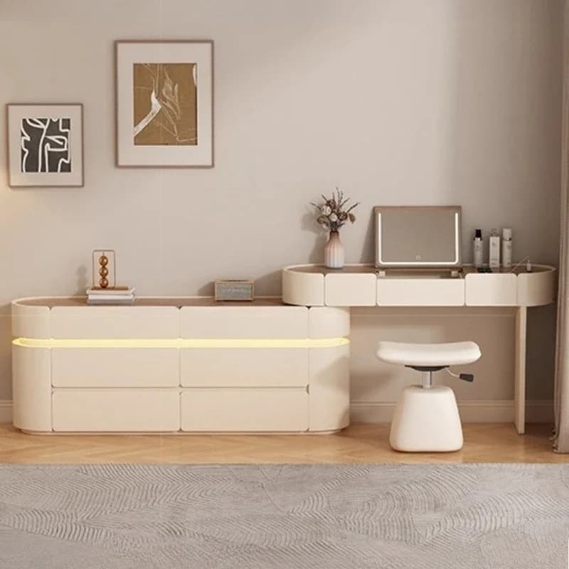 For Regale Cream Wind Retractable Illuminated Dressing Table Makeup Dressing Table Meditation Body Schminktisch Unique Furniture