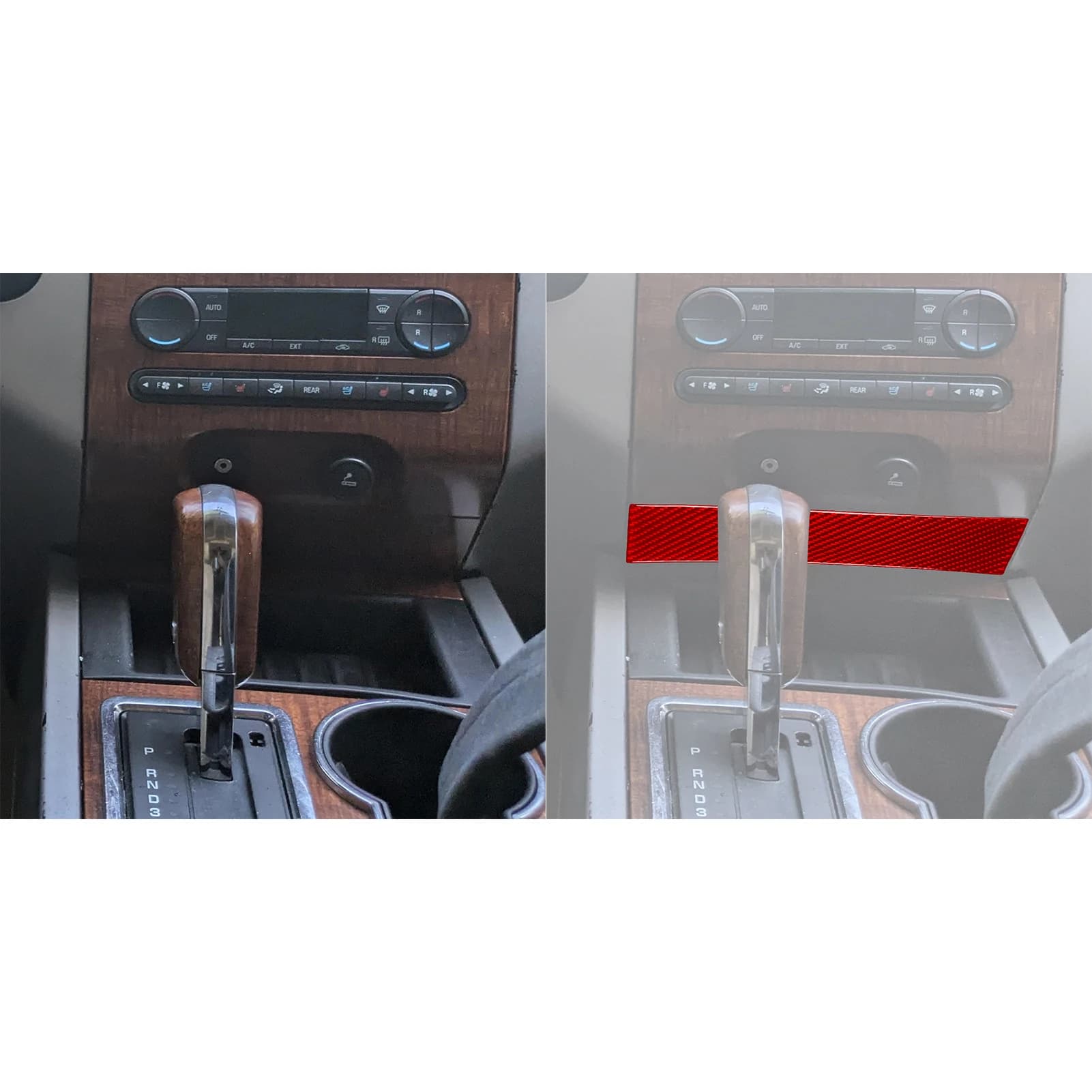 For Ford Expedition 2007–2014 Center Console Cigarette Lighter Below Panel Real Soft Carbon Fiber Interior Accessories Stickers