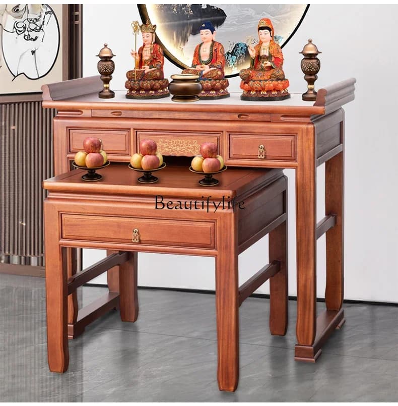 yj9 Altar God of Wealth Fragrance Desk Solid Wood Guan Gong Buddha Hall Modern Light Luxury Guanyin Table