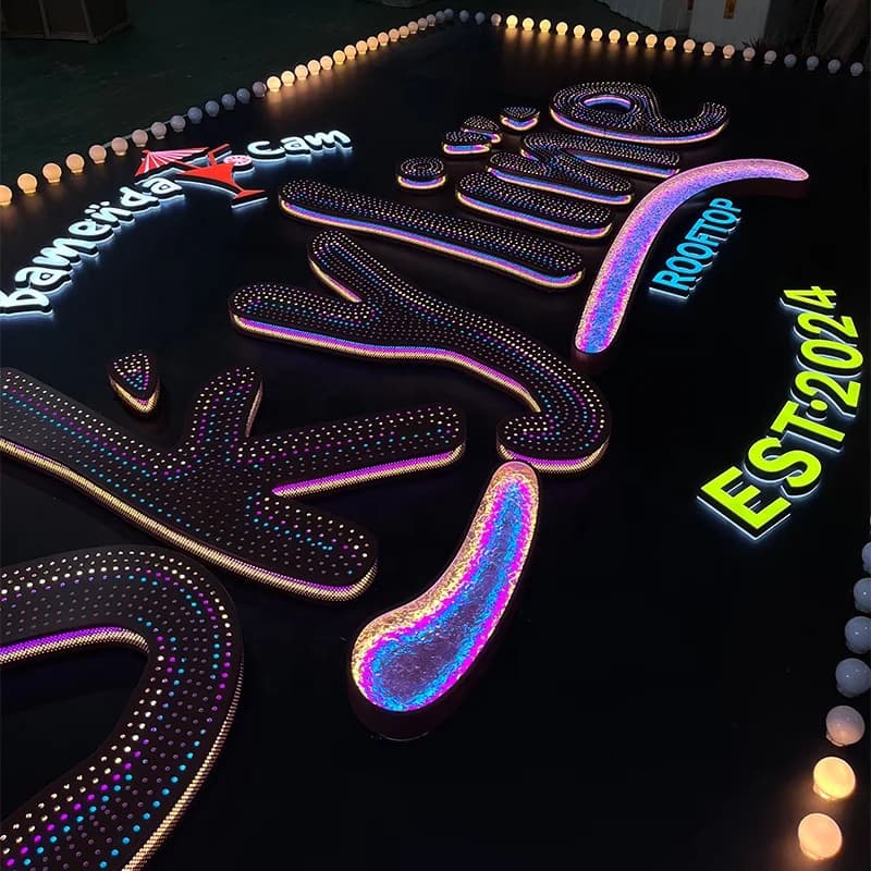 Custom 3D High Power Led Luminous Vibrant Colors Signage Billboard Outdoor LED Sign Metal Letter Sign for Amusement Park