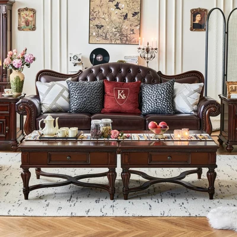 LTT solid wood coffee table full solid wood square living room coffee table TV cabinet combination