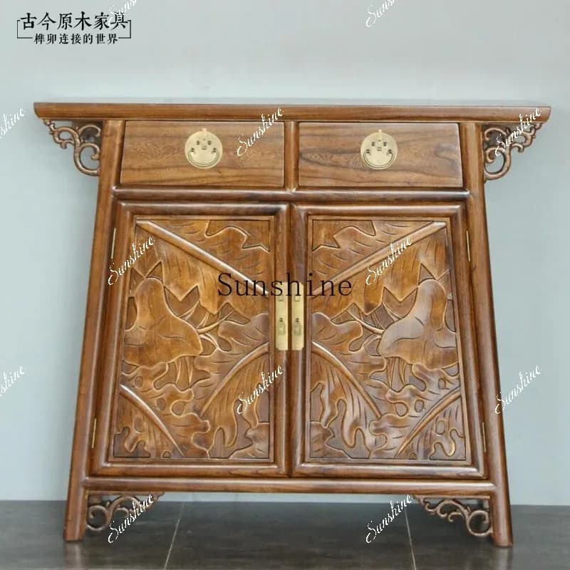 Log style porch Buddha cabinet CB241-1C Chinese decorative storage simple and modern   FT