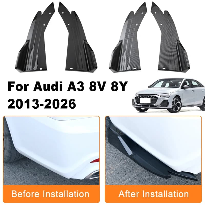Car Rear Bumper Spoiler Lip Diffuser Side Skirt Splitter Wrap Angle Anti-Crash Protection For Audi A3 8V 8Y 2013-2026 2014 2015
