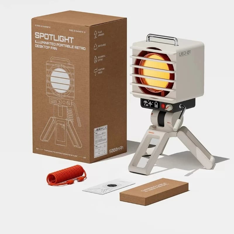 Outdoor Portable Searchlight Fan, Adjustable Gear Wind USB Charging Camping Light Fan 2026 Office