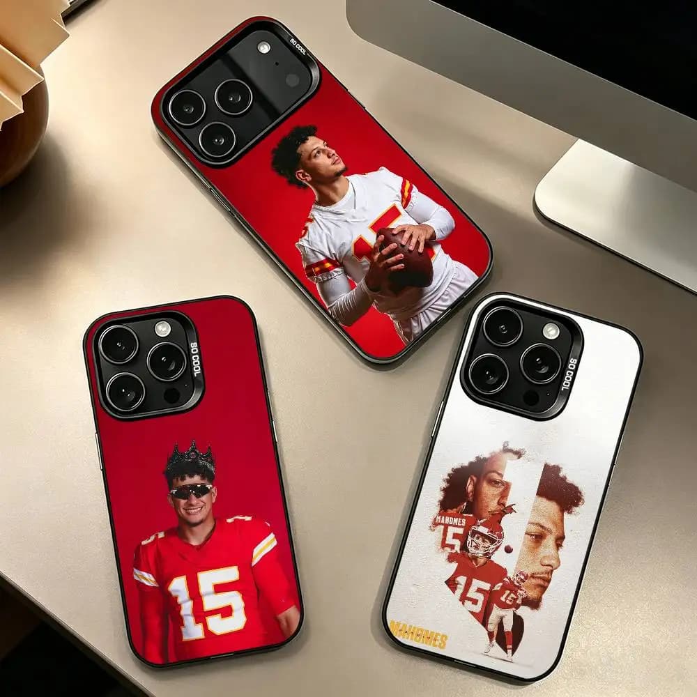 American Football Patrick M-Mahomes Phone Case For iPhone 17,16,15,14,13,12,11Plus,Pro Max,XS,Colored Silver Plated Inside Cover