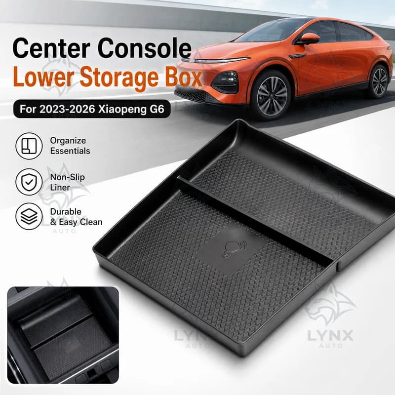 For 2023-2026 Xiaopeng G6 Center Console Lower Storage Box Car Organizer Interior Accessories Decoration Modification