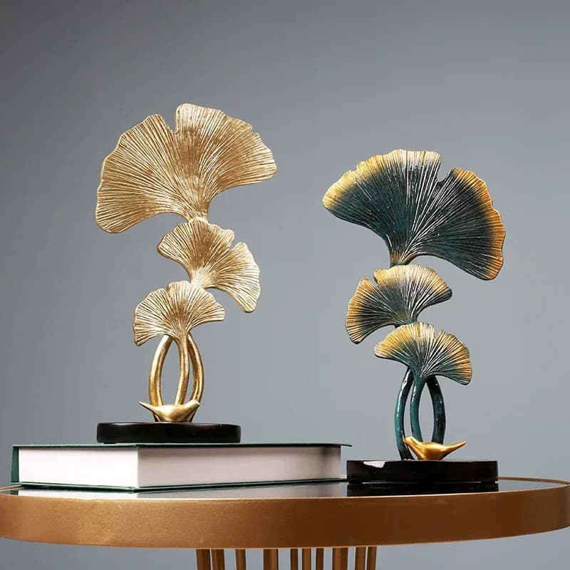 Minimalist Ginkgo Biloba Figurines Nordic Living Room Cabinet Originality Miniature Modern Simple Home Decor Crafts Estatua FYFM