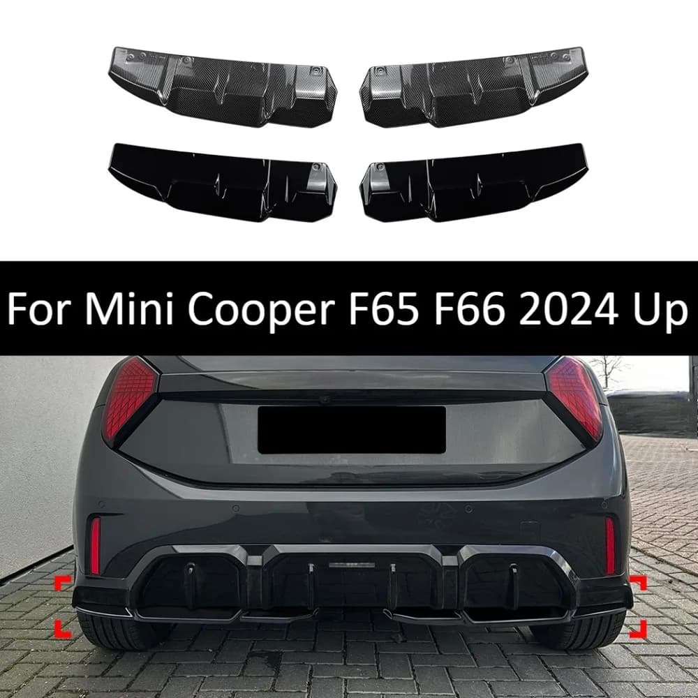 Rear Bumper Lip Diffuser For Mini Cooper F65 F66 2024 Up Sport Style Spoiler Body Kit Exterior Tuning Accessories Gloss Black 3D