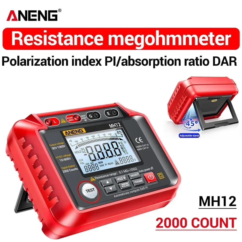 ANENG MH12 Insulation Resistance Tester Earth Resistance Meters Tester Cable Professional Meter High Voltage Megohmmeter Voltmet