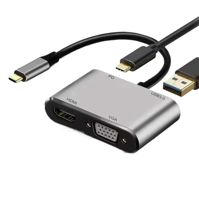 Type-C to HDTV + VGA docking station HUB 4-in-1 suitable for notebook with projector USB-C adapter