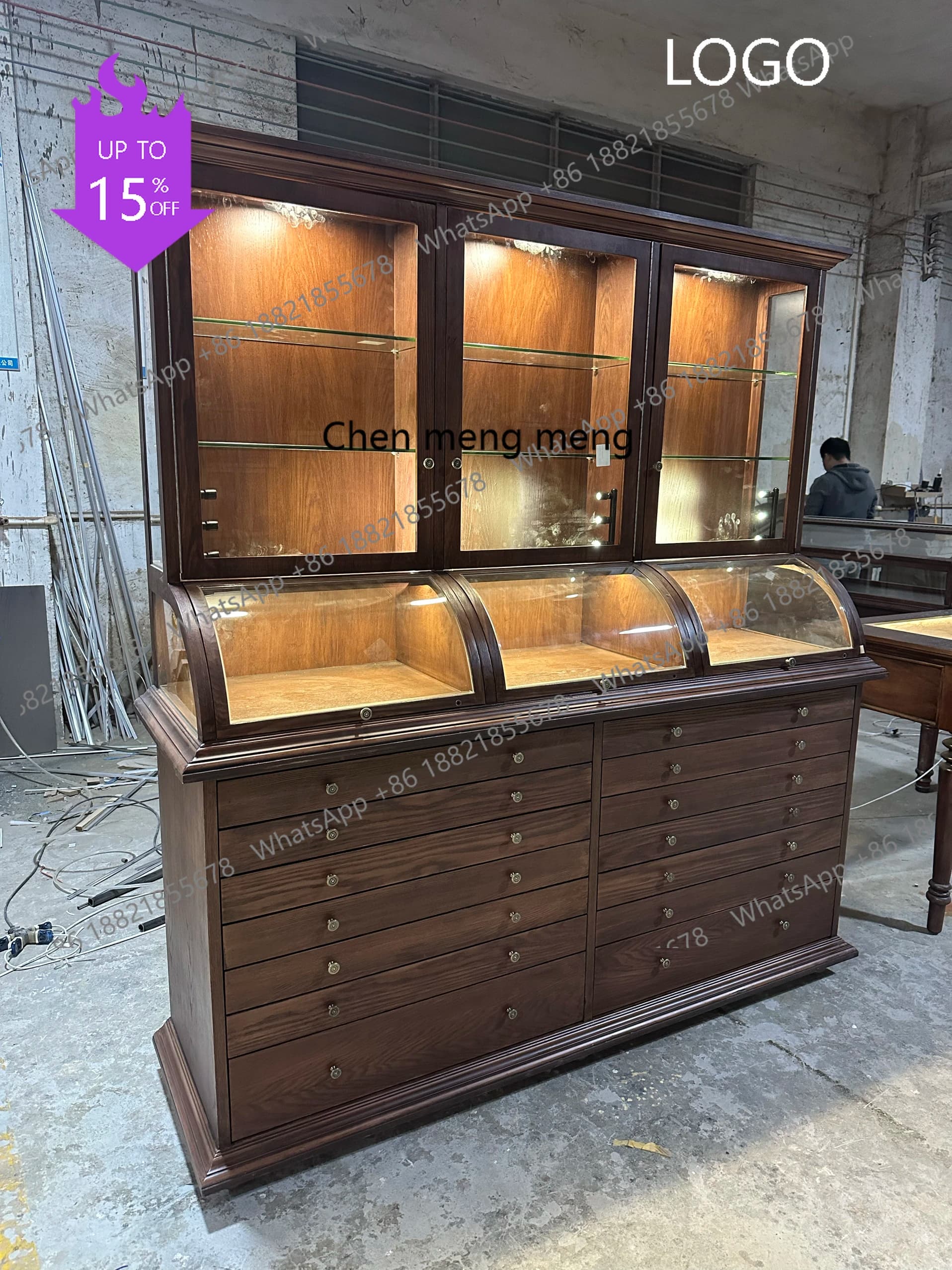 D80 Vintage Display Jewelry Cabinet Glass Ornament Cabinet Antique Ceramic Jade Display Cabinet Displaying Medieval Style Store