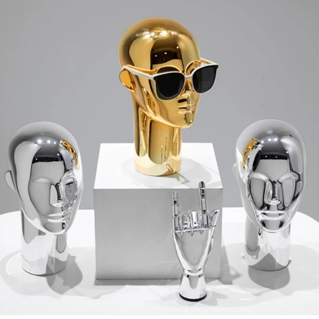 Female Adult Mannequin Wig Head Glass Stand,Maniquíes Para Ropa,Vêtement Woman Electroplating Head Hairdresser,AT318