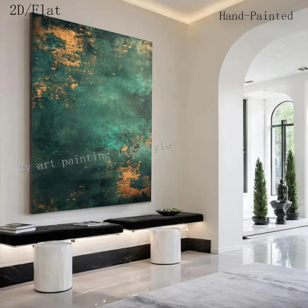 Golden spotted texture Abstract Oil Painting 100% Hand-Painted Canvas Mural Wall Art Picture Decor Home Living Room Ins Inspired