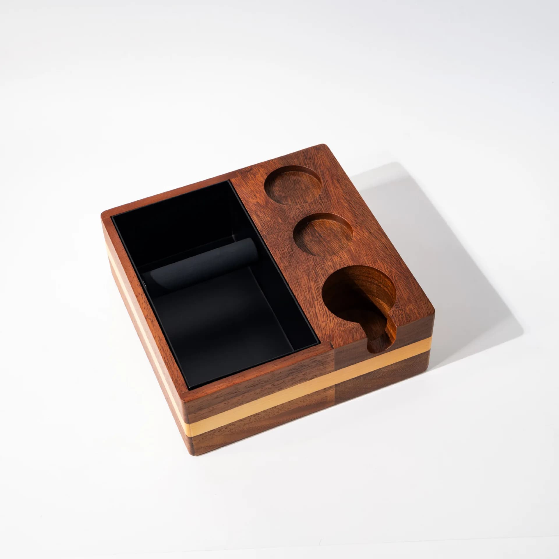 PYJ Multifunctional Solid Wood Knock Slag Box All-in-One Powder Press Base Powder Pressing Three-Piece Set