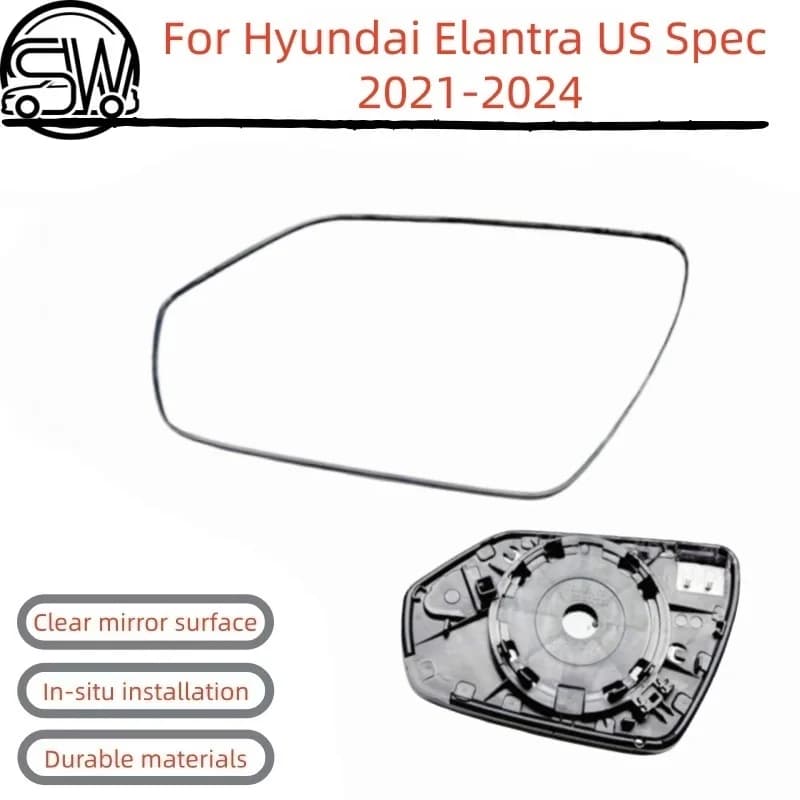 Rearview Mirror Glass With Heating For Hyundai Elantra US Spec 2021‑2024.