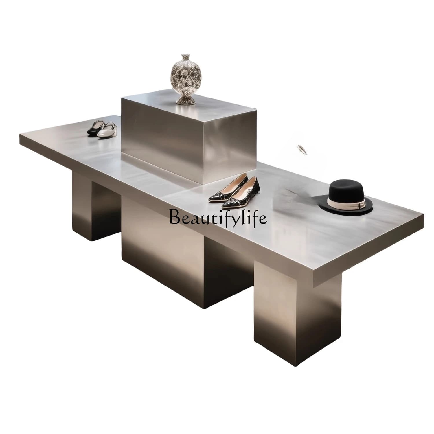 Clothing store Nakajima product display stainless steel display table beauty salon water table