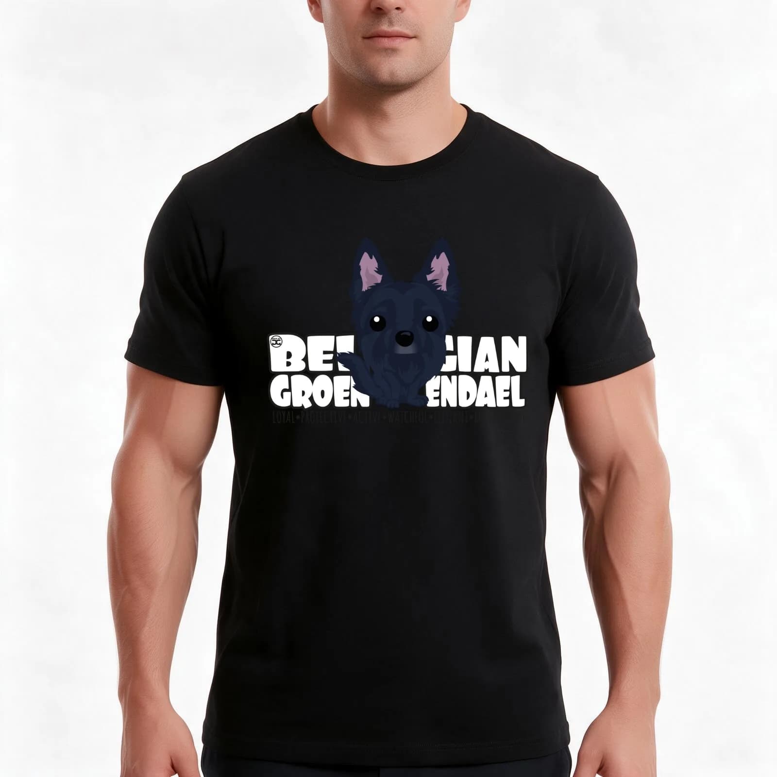 Belgian Groenendael - DGBigHead T-Shirt, Summer Casual Cotton Tee, Oversized Streetwear Tops, Vintage Graphic Print, 100% Cotton