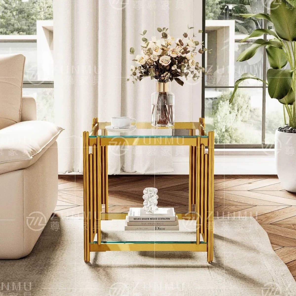 DSA light luxury Nordic living room stainless steel marble coffee table, small apartment music note generous fashion combination