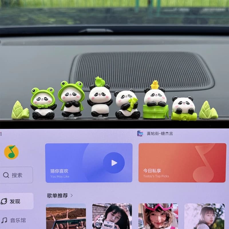 6-Pack Adorable Resin Panda Statues And Vase Car Decorations Fun DIY Eco-Friendly Resin Decorations Gifts