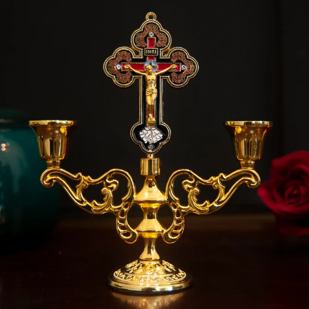 HTISOK Latest Eastern Orthodox Church Cross Decorative Candlestick, Ritual Cross, Decorative Incense Burner