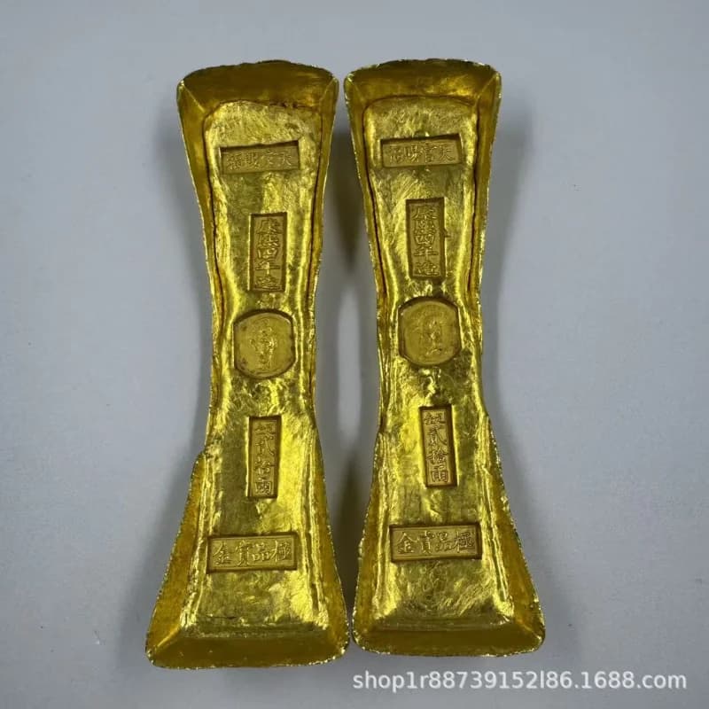 Antique-style crafts solid gold ingots, "Heaven Official's Blessing" gold bars Gold-colored brass craft ornament, direct from th