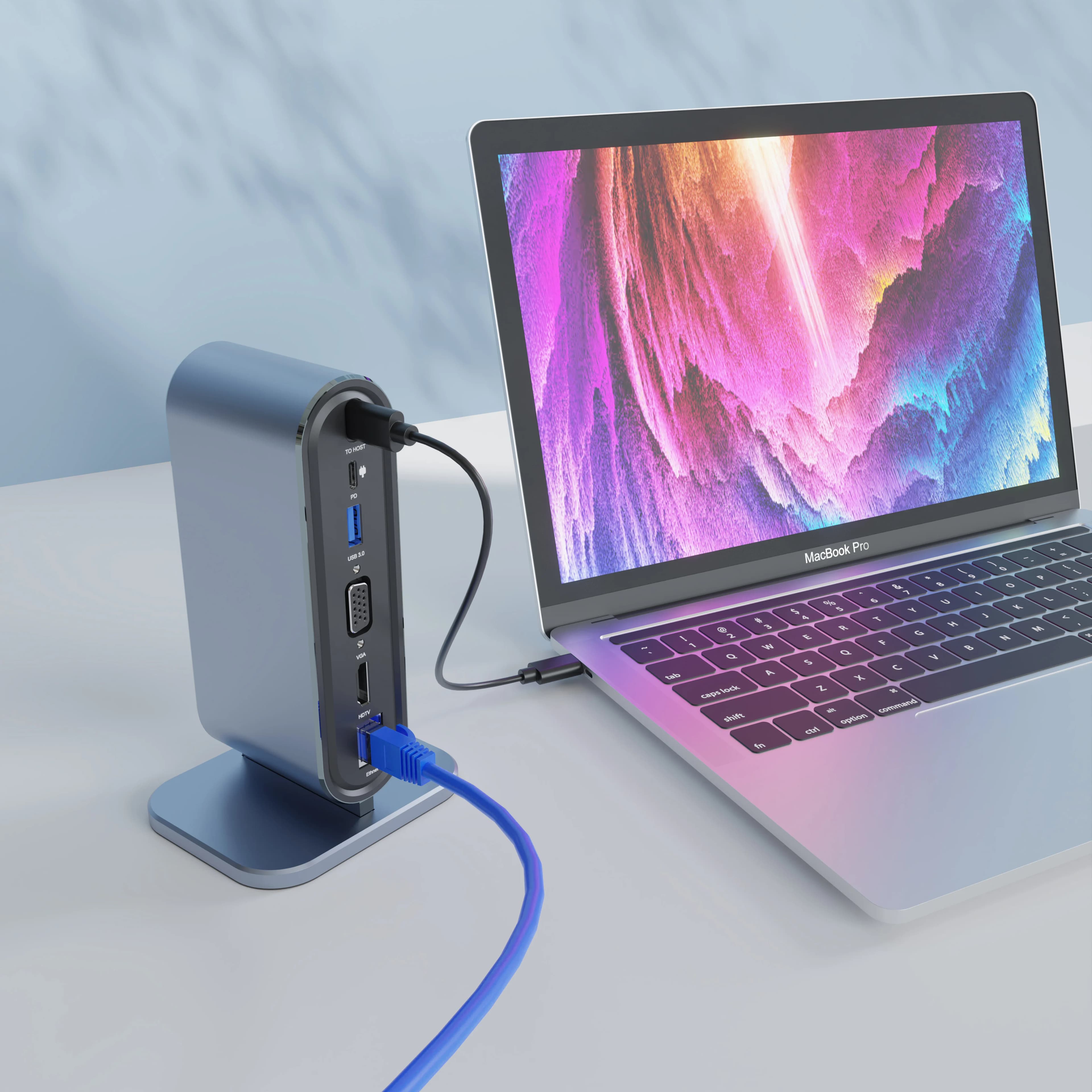 12-In-1 USB C Desktop Docking Station 4K HD VGA 4 USB 3.0 PD Power Adapter HDTV Interface Laptops Compatible SD Card Support