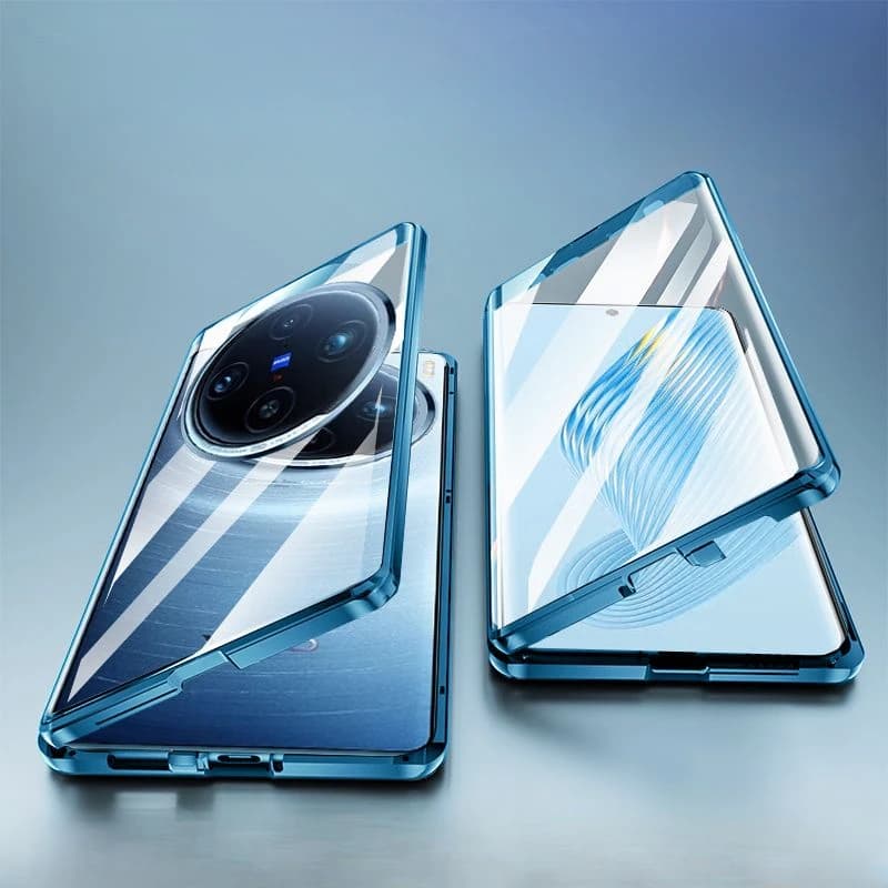 Double Sided Tempered Glass Metal Magnetic Phone Case for Vivo X300 FE X100 X80 X90 X200 Pro Full Lens Protection Cover Cases