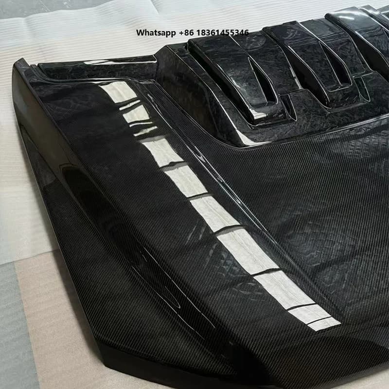 For F150 Raptor Third Generation Black Car Hood Cover Universal Fitment Carbon Fiber Engine Front Hood Bonnet
