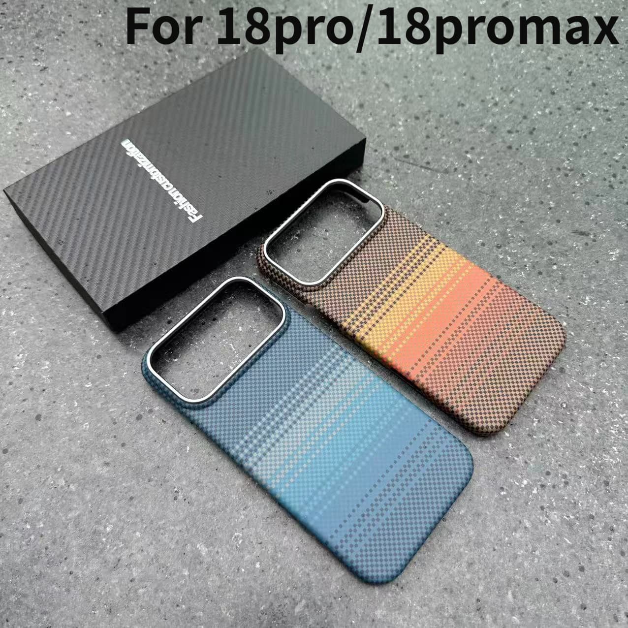 For MagSafe Case For iPhone 18Pro/18ProMax with Aramid Carbon Fiber Texture, Slim Carbon Fiber Textured PC Magnetic Case
