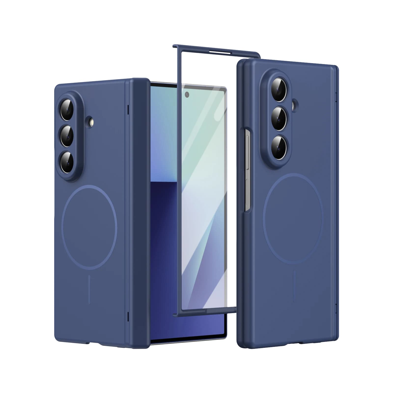 360 Hinge Protection Magnetic Case For Samsung Galaxy Z Fold 8 Ultra 7 6 5 4 Matte Cover With Clear Glass Screen Protector