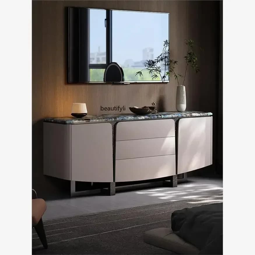 54Italian minimalist TV cabinet storage locker integrated living room floor high-end customized floor cabinet53
