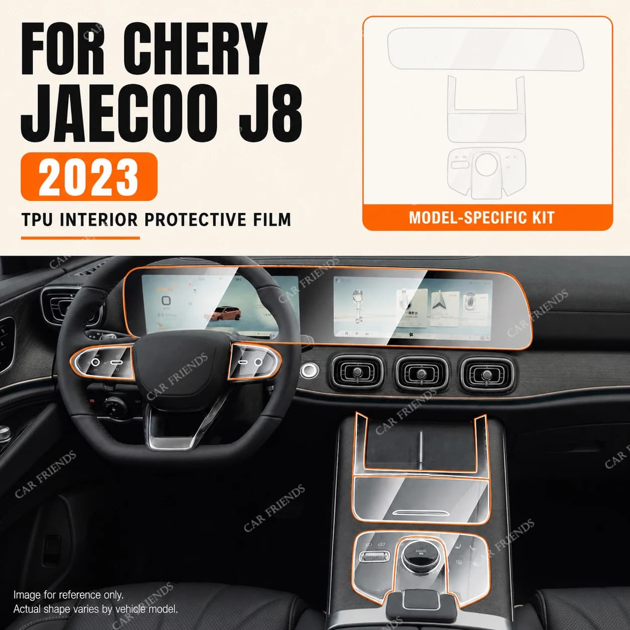 For Chery JAECOO J8 2023 2024 Transparent TPU Interior Protective Film Dashboard Screen Anti-Scratch Sticker