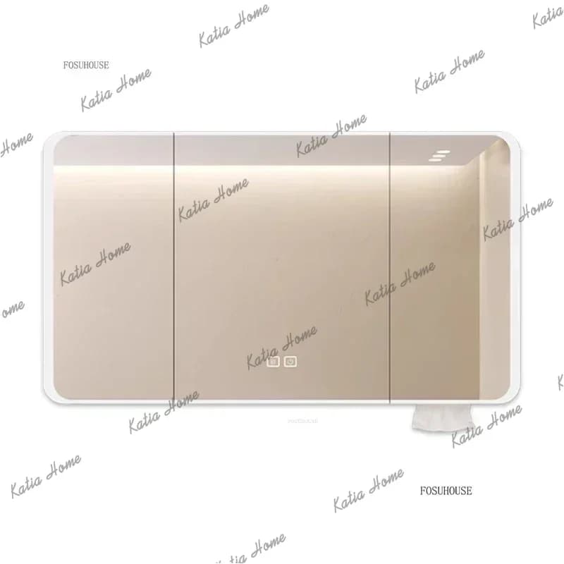 PG Bathroom Cabinet with Curved Mirror Wall Mounted Space Aluminum Smart Storage High Gloss Bathroom Cabinets furniture