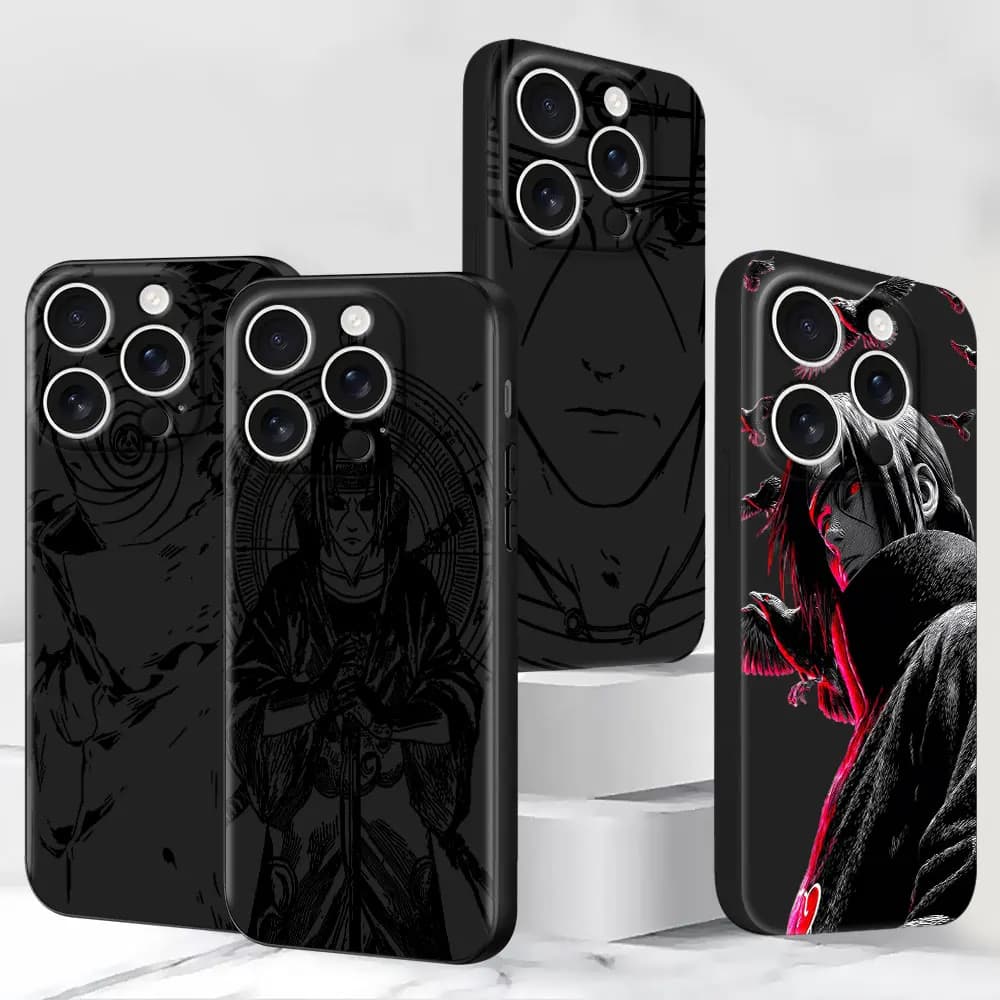 Itachi Naruto Case for iPhone 15 17 Air 14 11 13 12 Mini 16 Pro Max XR X 16e XS 7 8 6 6s Plus 5 5s Black TPU Frosted Phone Cover