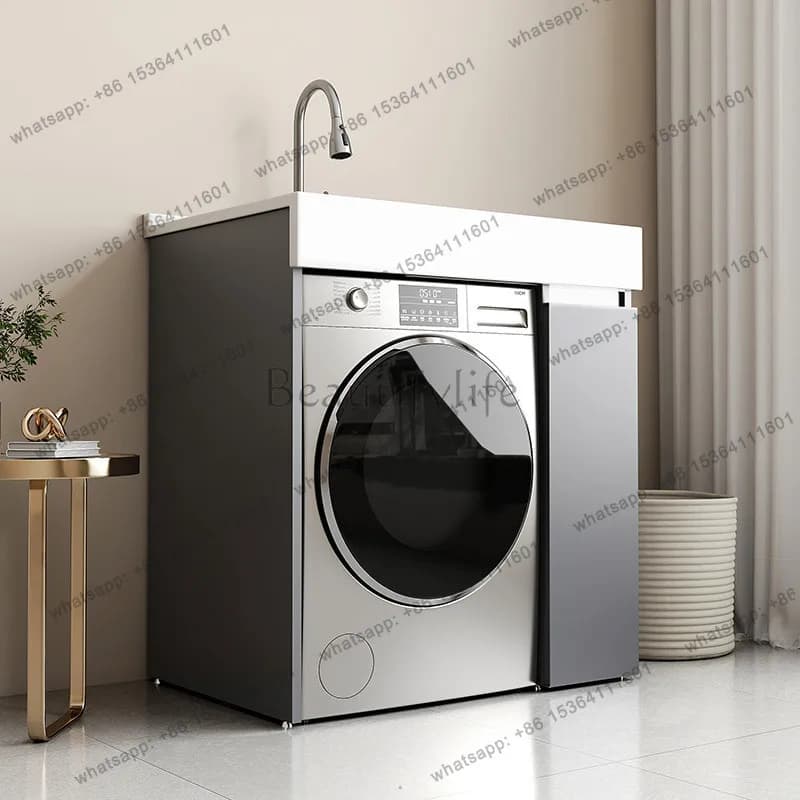 Small apartment balcony washing machine significant other integrated combination sink basin with rubbing board
